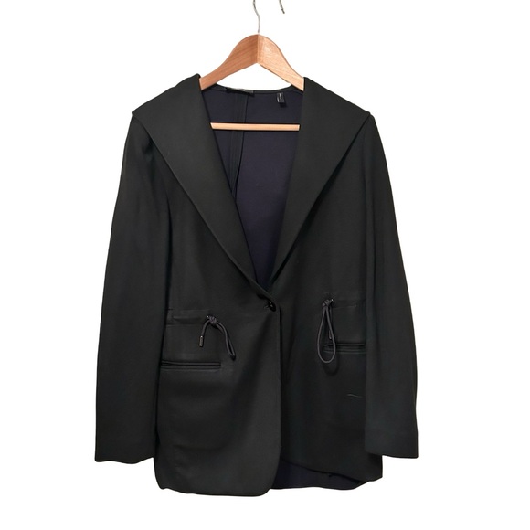 Theory Black Drape Drawstring Blazer Jacket Size Small - Picture 3 of 9